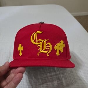 Chrome Hearts Red and Yellow Embroidered Snapback Hat